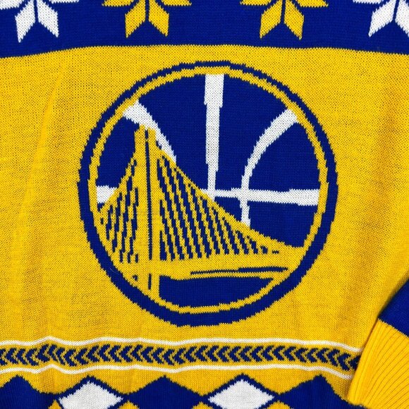 Golden State Warriors Ugly Xmas Sweater  Knit Plaid Retro Big Logo XL - Picture 3 of 11